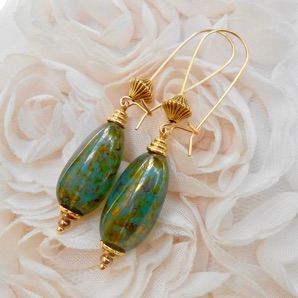 Boucles D'oreilles Longues Gouttes En Perles De Verre Rouge Et Blanc - Fait Main - Neuf Sans Emballage